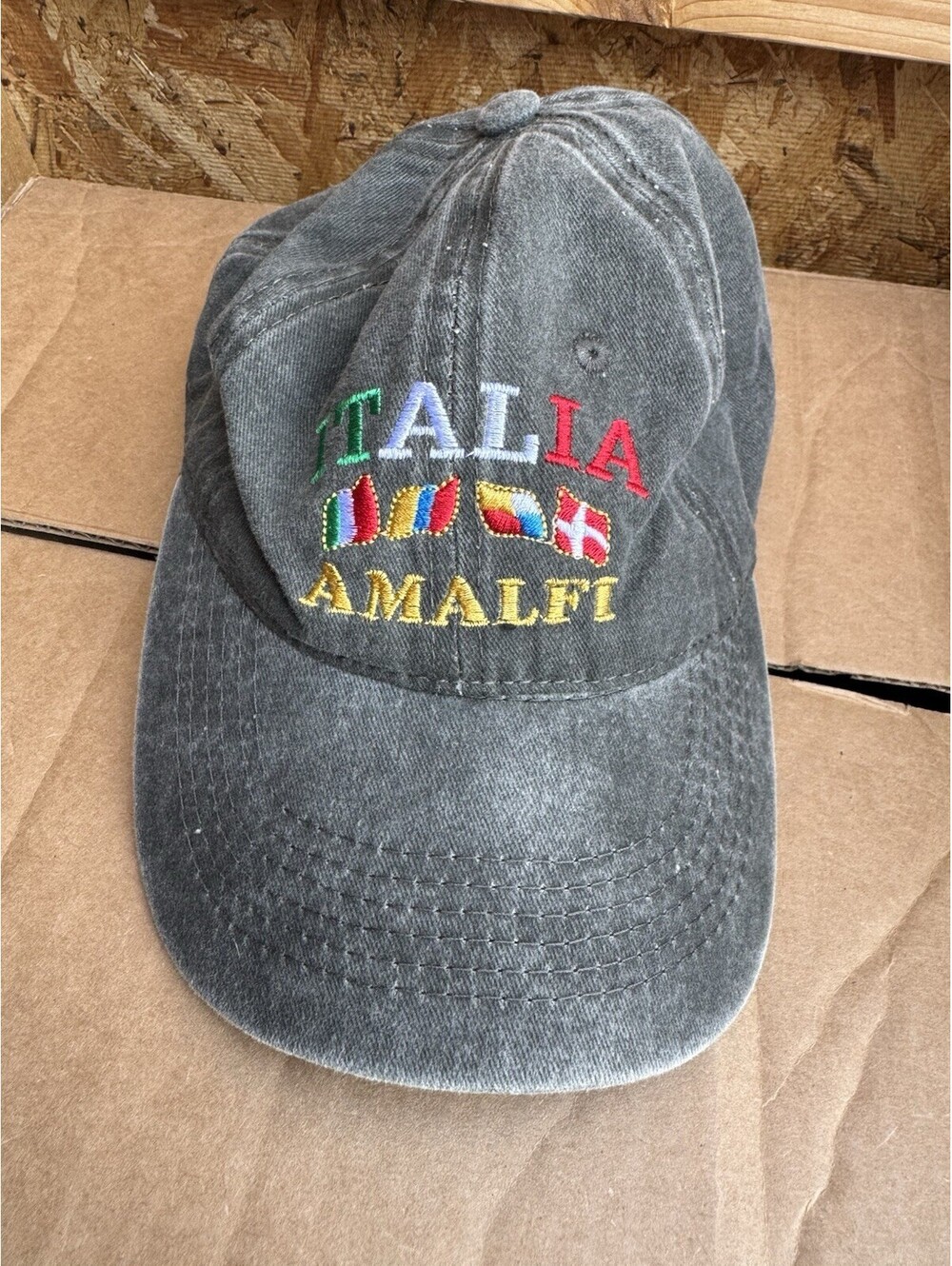 Amalfi Italia Grey Adjustable Strap Hat One Size Unisex Casual